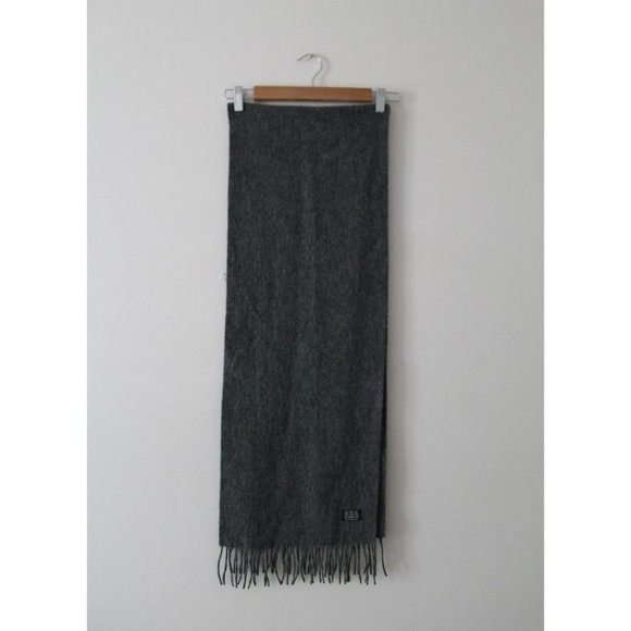 Yves Saint Laurent Pour Homme Motif Scarf Wool Men's Grey - Picture 5 of 7